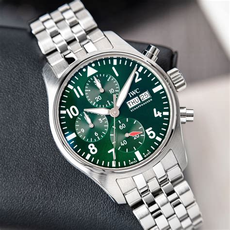 iwc green dial pilot|iwc day date chronograph.